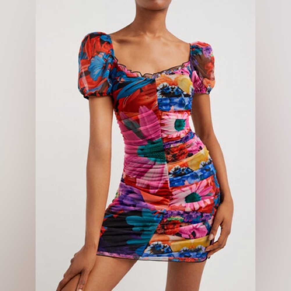 DESIGUAL Floral Ruched Dress